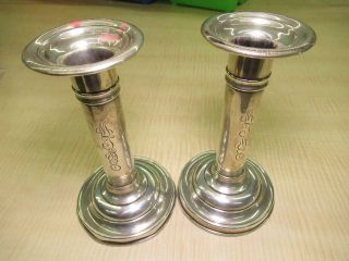 Gorham Sterling Silver Matching Mtme Monogrammed Candle Stick Holders