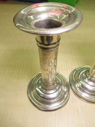Gorham Sterling Silver Matching MTME Monogrammed Candle Stick Holders 2