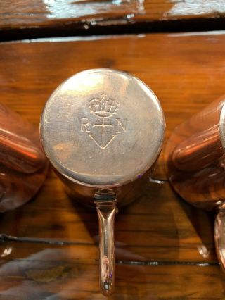 Set Of 4 Rare Vintage British Royal Navy 1/2 Gill Copper Rum Grog Cups. 6