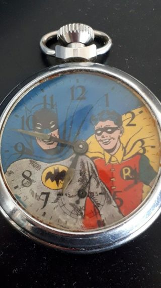 Vintage Batman And Robin Picture Character Dial Pocket Watch