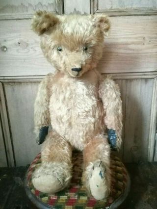 Old Vintage Antique German Schuco Style Pink Mohair Teddy Bear 1920 