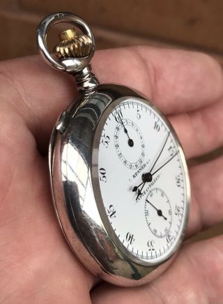 A GENTS VERY FINE QUALITY ANTIQUE SOLID SILVER SPLIT SECOND / CHRONO WATCH,  1922 10