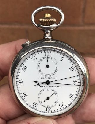 A GENTS VERY FINE QUALITY ANTIQUE SOLID SILVER SPLIT SECOND / CHRONO WATCH,  1922 11