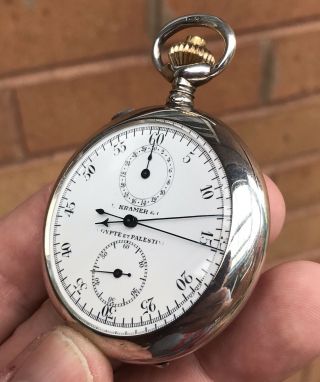 A GENTS VERY FINE QUALITY ANTIQUE SOLID SILVER SPLIT SECOND / CHRONO WATCH,  1922 3