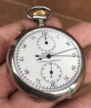 A GENTS VERY FINE QUALITY ANTIQUE SOLID SILVER SPLIT SECOND / CHRONO WATCH,  1922 4