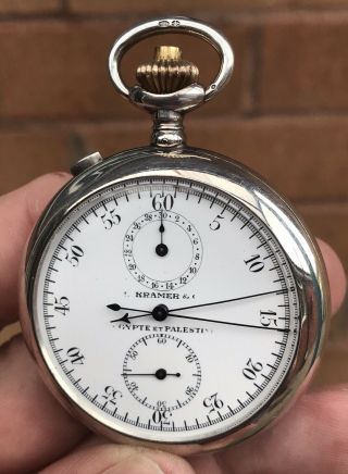 A GENTS VERY FINE QUALITY ANTIQUE SOLID SILVER SPLIT SECOND / CHRONO WATCH,  1922 8