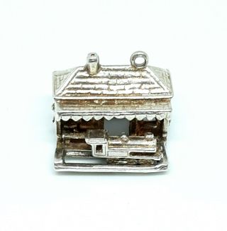 Rare Vintage Sterling Silver Articulated Moving Train At Train Station Charm