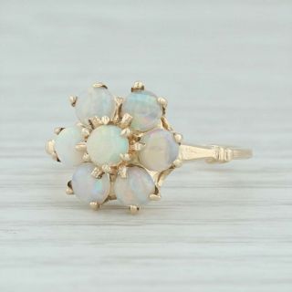 Vintage Opal Cluster Ring - 10k Yellow Gold Size 6.  25 Floral Cocktail