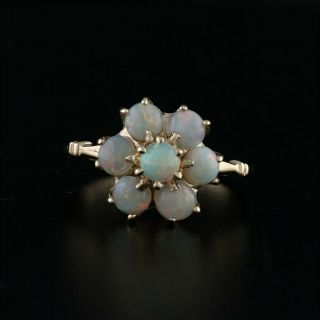 Vintage Opal Cluster Ring - 10k Yellow Gold Size 6.  25 Floral Cocktail 3