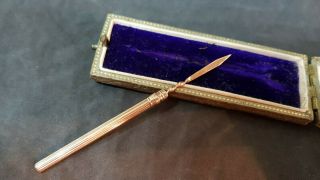 Antique Solid 9k Gold Toothpick Boxed