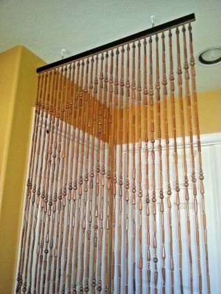 Vintage Boho Retro Wooden Beaded Door Curtain Room Divider