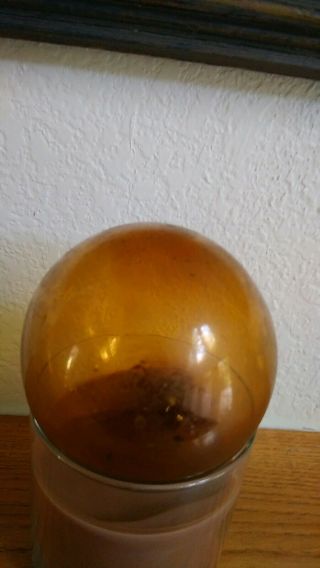 Amber Blown Glass Target Ball Or Float.  Aprx 3 - 1/2 " Diameter.