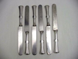 6 Antique Silver Plated Christofle Knives Lotus