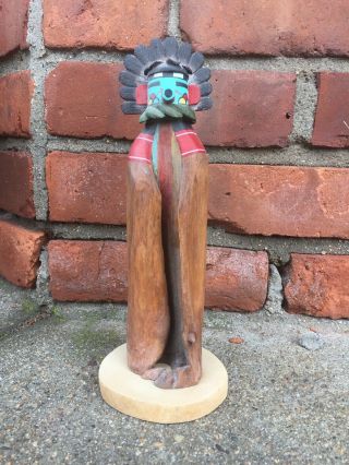 HOPI 9” Kachina Doll Wood Sculpture Figurine Signed by B.  Namoki Vtg 3