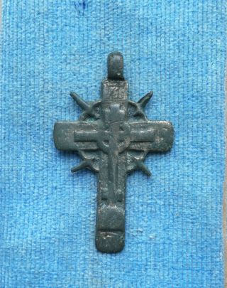 Very Rare 17th Cent.  Orthodox " Old Believers " Ornate Sun Bronze Cross