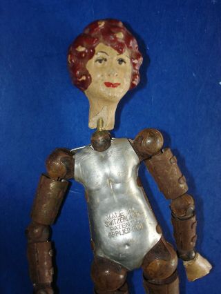 Saba Bucherer Articulated Female Character Doll Switzerland 1920s Needs Tlc