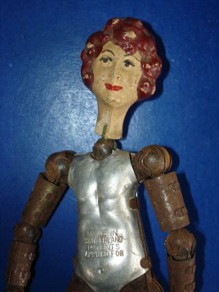 SABA Bucherer Articulated Female Character Doll Switzerland 1920s Needs TLC 8
