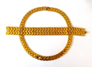 Vintage Philippe Crown Trifari Gold Tone Honeycomb Links Necklace & Bracelet