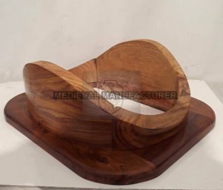Wooden Base Stand U.  S Navy Mark V Helmet Collectible Marine Brown Full Size 18 