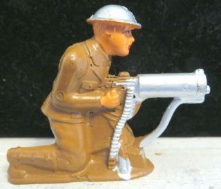 Vintage Barclay Lead Toy Soldier Machine Gunner Kneeling Cast Helmet B - 011