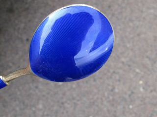 Set of 4 Vintage ' David Andersen ' Norway Blue Enamel Sterling Guilloche Spoons 7