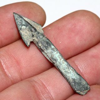 Very Rare Type Viking Bronze Hooked Arrowhead Circa 700 - 1000 Ad