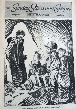 1944 Ww Ii Newspaper W Full Page Bill Mauldin Christmas Political Cartoon Poster