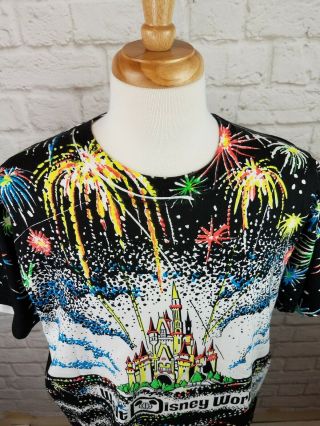 RARE Vintage 80 ' s Walt Disney World Castle T Shirt All Over Print 2 Sided NWOT 2