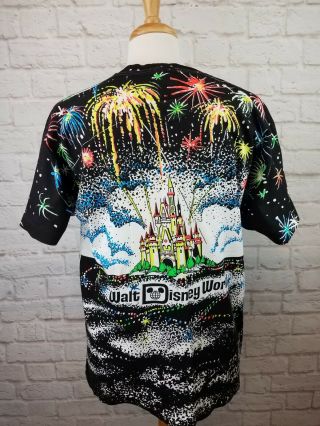 RARE Vintage 80 ' s Walt Disney World Castle T Shirt All Over Print 2 Sided NWOT 8