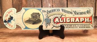 Antique The Caligraph American Writing Machine Letter Opener Page Turner Sign