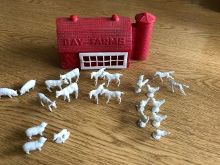 Gay Toys,  Inc Michigan Red Barn With Barn Yard Animals Vintage Toy