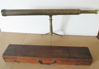Antique Brass And Copper 28 Inch Spotting Scope Or Telescope With Stand