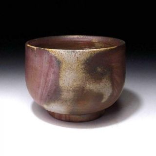 SN3: Vintage Japanese Pottery Tea bowl,  Bizen ware,  Natural ash glaze 2