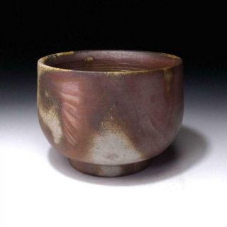 SN3: Vintage Japanese Pottery Tea bowl,  Bizen ware,  Natural ash glaze 3