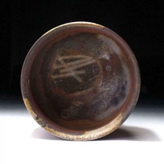 SN3: Vintage Japanese Pottery Tea bowl,  Bizen ware,  Natural ash glaze 5