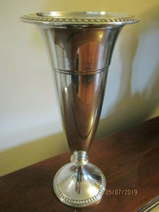 Antique 12.  5 " Webster Solid Sterling Silver Weighted Flower Vase,  608 Grams
