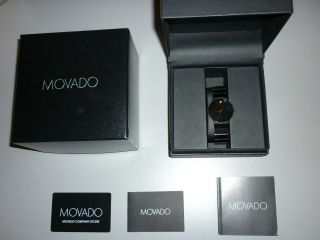 Movado Museum Model: 84 - 40 - 880a Mens Black Face Ultra Thin Quartz Watch
