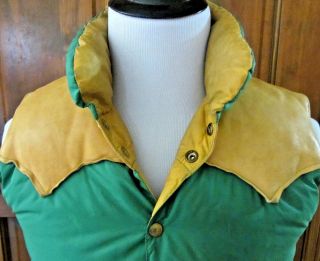 VINTAGE ROCKY MOUNTAIN FEATHERBED CHRISTY MENS SZ 40 GREEN TAN LEATHER DOWN VEST 5