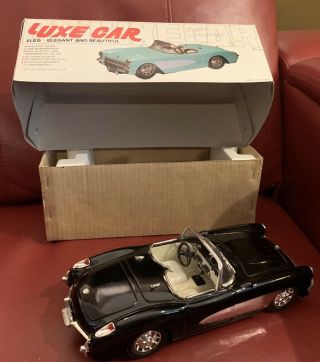 Luxe 1963 Split Window Stingray Black Corvette Convertible Tin Toy Friction Car
