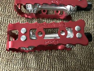 NOS Vintage KKT FMX Lightning Pedals 9/16 Red Old School BMX Gt Cw Jmc mongoose 7