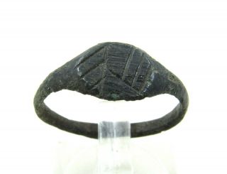 Authentic Medieval Viking Ring W/ Runic Decoration - Wearable - J208