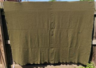 Vintage World War Ii Military Issued Green Wool Army Blanket