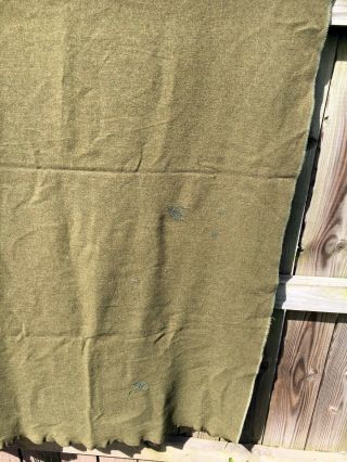Vintage World War II Military Issued Green Wool Army Blanket 2