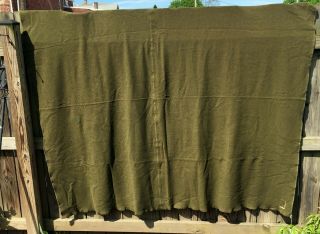 Vintage World War II Military Issued Green Wool Army Blanket 4