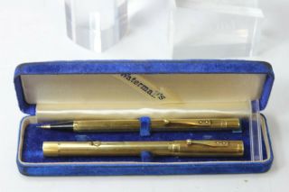Vintage Waterman 0552 1/2 Lec Sheraton Overlay Fountain Pen,  Pencil Boxed