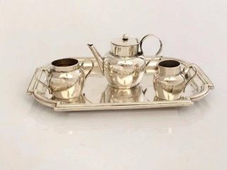 1905 Cheater Solid Silver Miniature 3 Piece Tea Set (r3020t)
