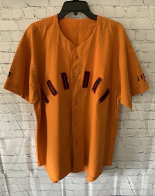 Men’s Xxl / 2xl Rare Vintage 90’s Nike Jordan 23 Orange Black Baseball Jersey Ec
