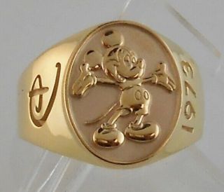 Rare 1973 Disney 20 Year Cast Member Ring - Solid 10k Gold Mickey