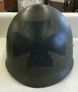 Vintage Military Fiberglass Or Plastic Helmet With Liner