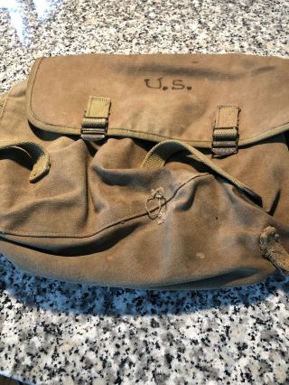 Ww2 Us Army Musette Bag 1942 Dated Varied Mfg.  Co.